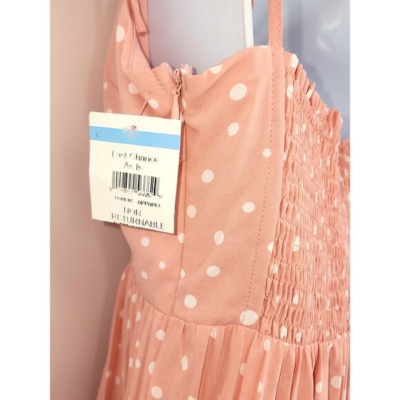 VICI Polka Dot Pleated Midi Sundress Pink White Women’s Size Medium - Picture 7 of 11